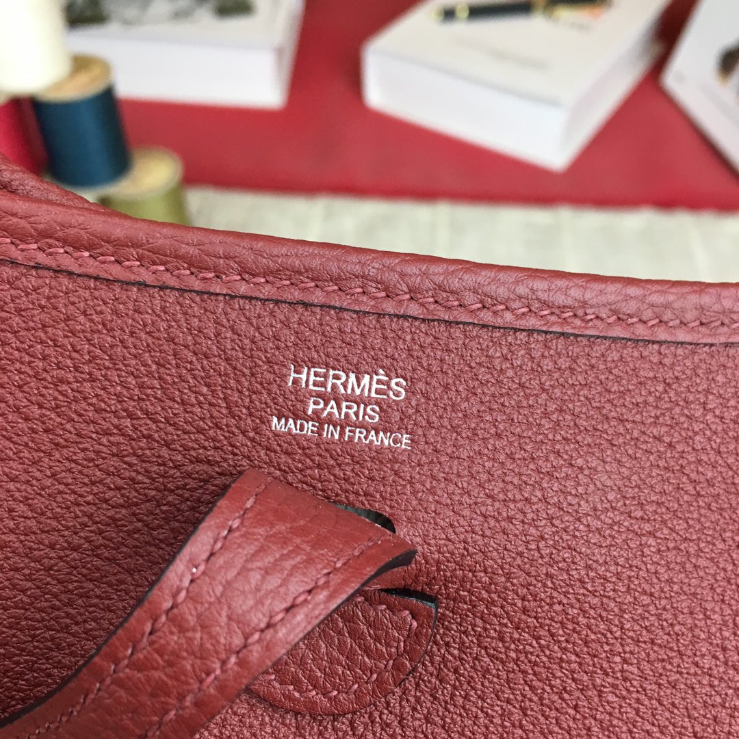 에르메스 미니 에블린16 쿠슈벨 보르도 은장